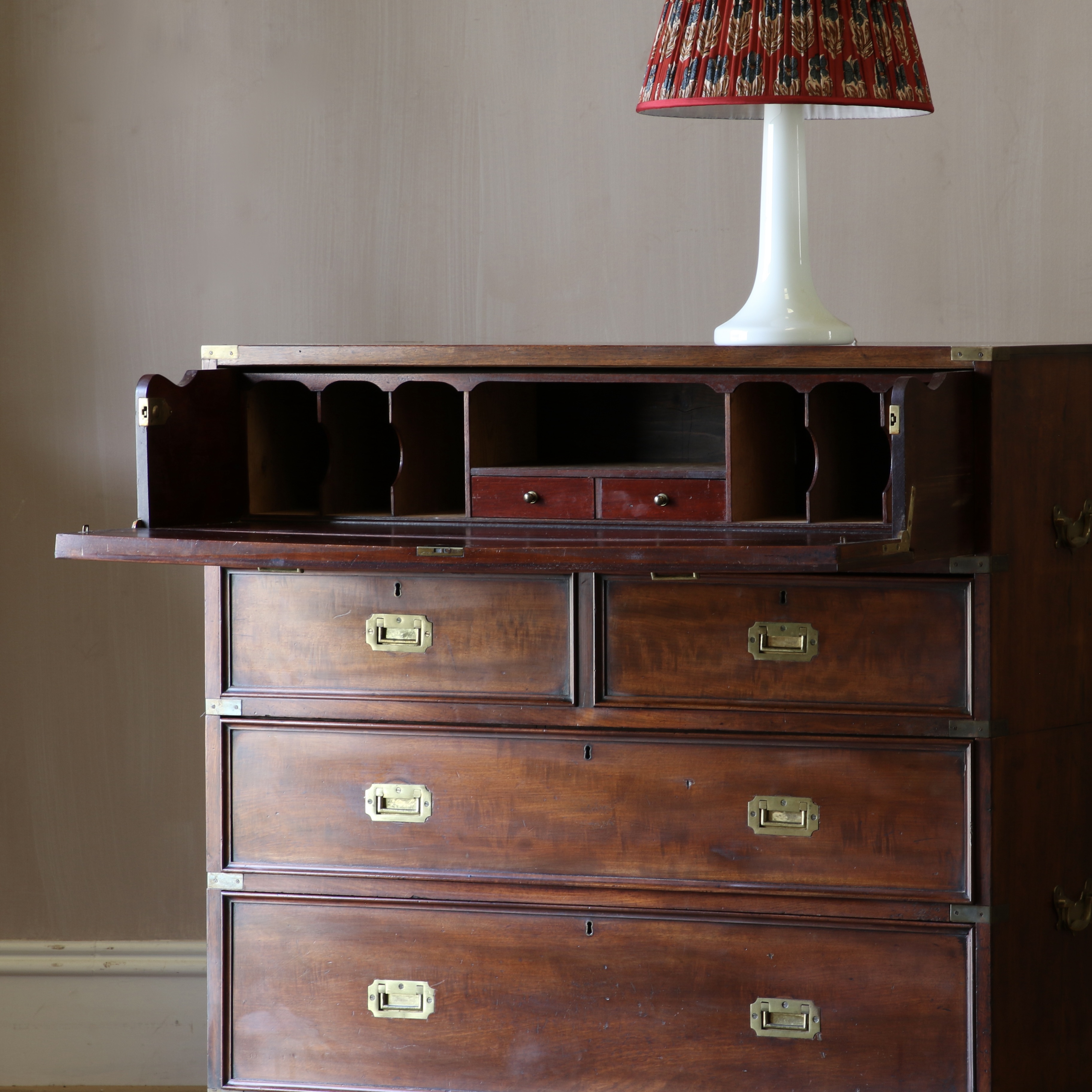 English Campaign Chest with Secretaire